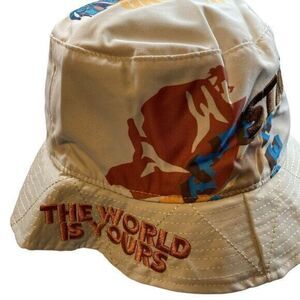 NWT Staple Brand Tan Graffiti Bucket Hat Embrace Embroidered The World Is Yours